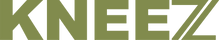 Kneez Logo spelling the word with a break in the "Z" to represent a bent leg with reinforcement